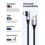 Дата кабель USB 3.0 AM to USB-C 1.0m 60W US385 90° Black Ugreen (20299)