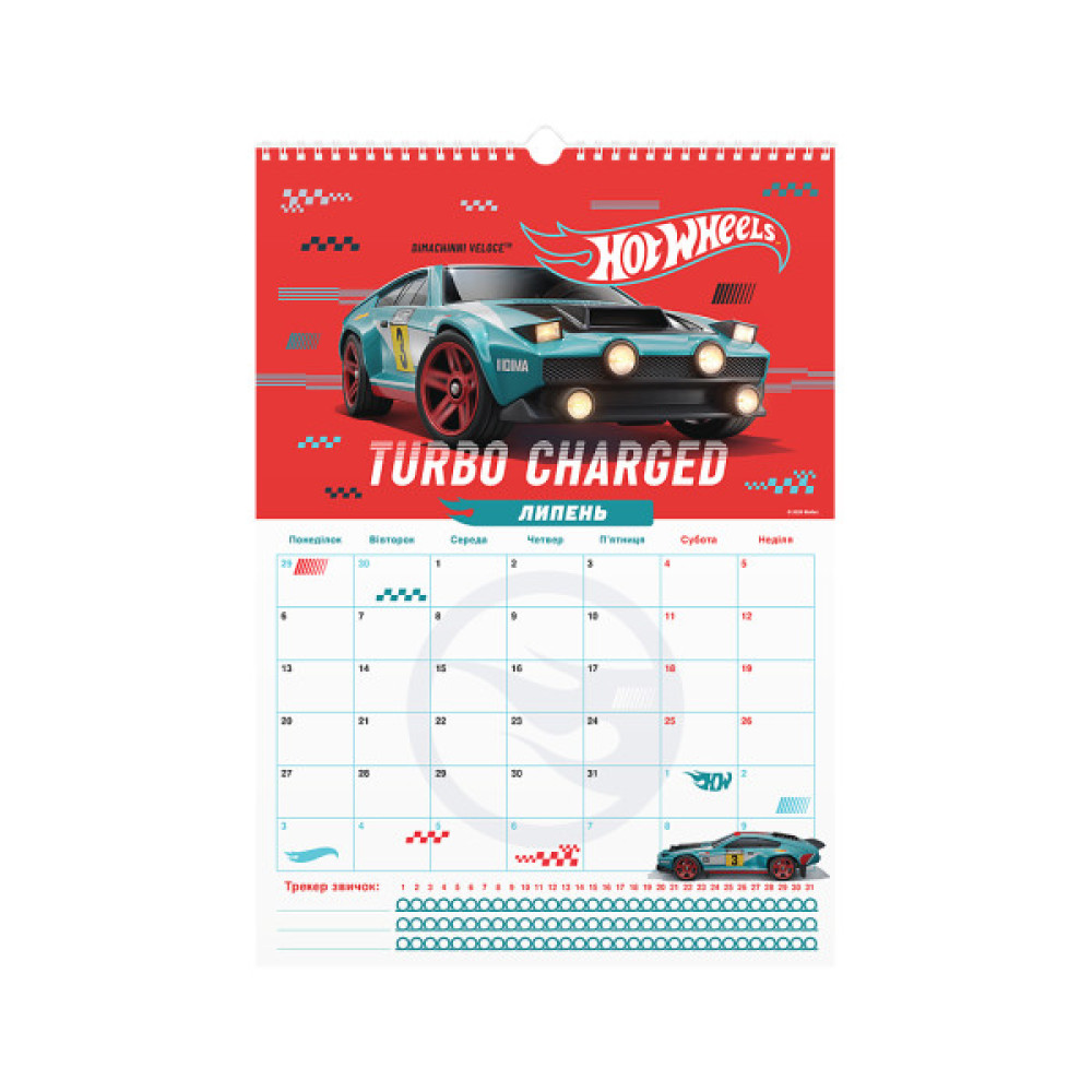 Календар Kite планер настінний Hot Wheels 2026 рік (HW26-440)