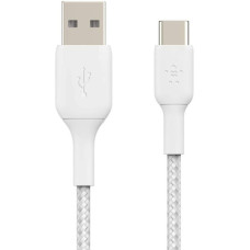 Кабель USB-A > USB-C заряджання/синхронізації Belkin 1м, 15Вт, Type-C, плетений, білий