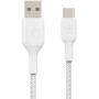 Кабель USB-A > USB-C заряджання/синхронізації Belkin 1м, 15Вт, Type-C, плетений, білий