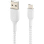Кабель USB-A > USB-C заряджання/синхронізації Belkin 1м, 15Вт, Type-C, плетений, білий