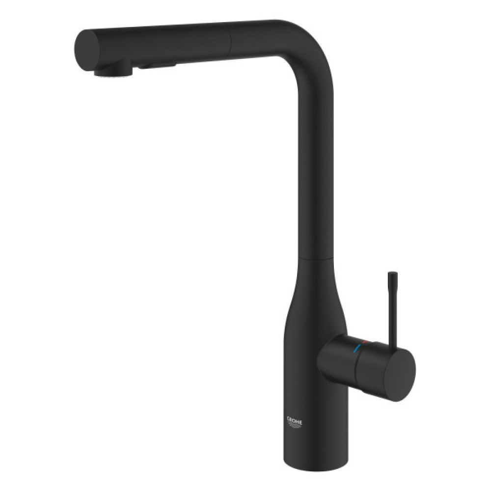 Змішувач для кухні Grohe Accent, довж.виливу - 204мм, поворотний, витяжний, 1 важіль, фантомний чорний