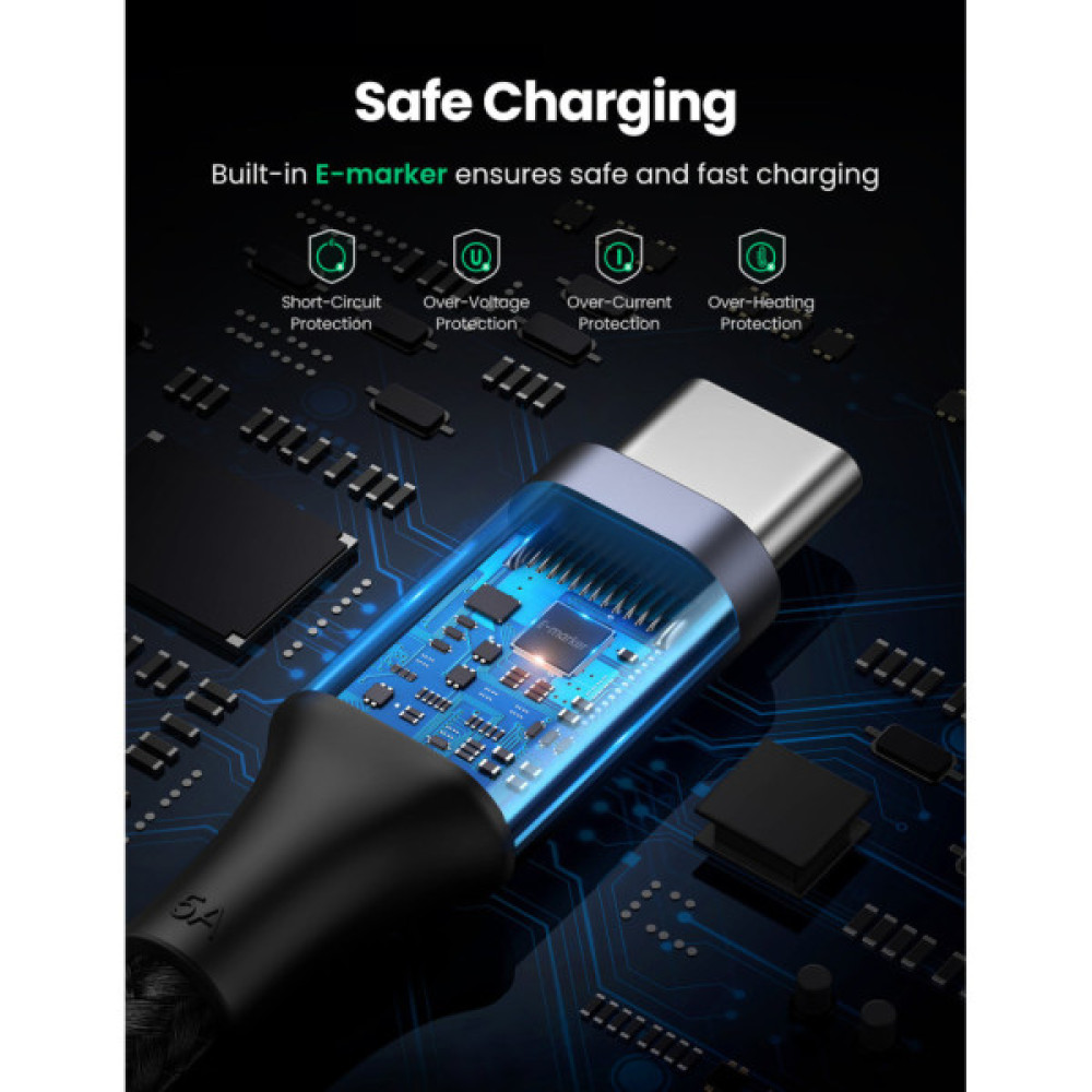 Дата кабель USB-C to USB-C 3.0m 5A 100W US316 Black Ugreen (90120)
