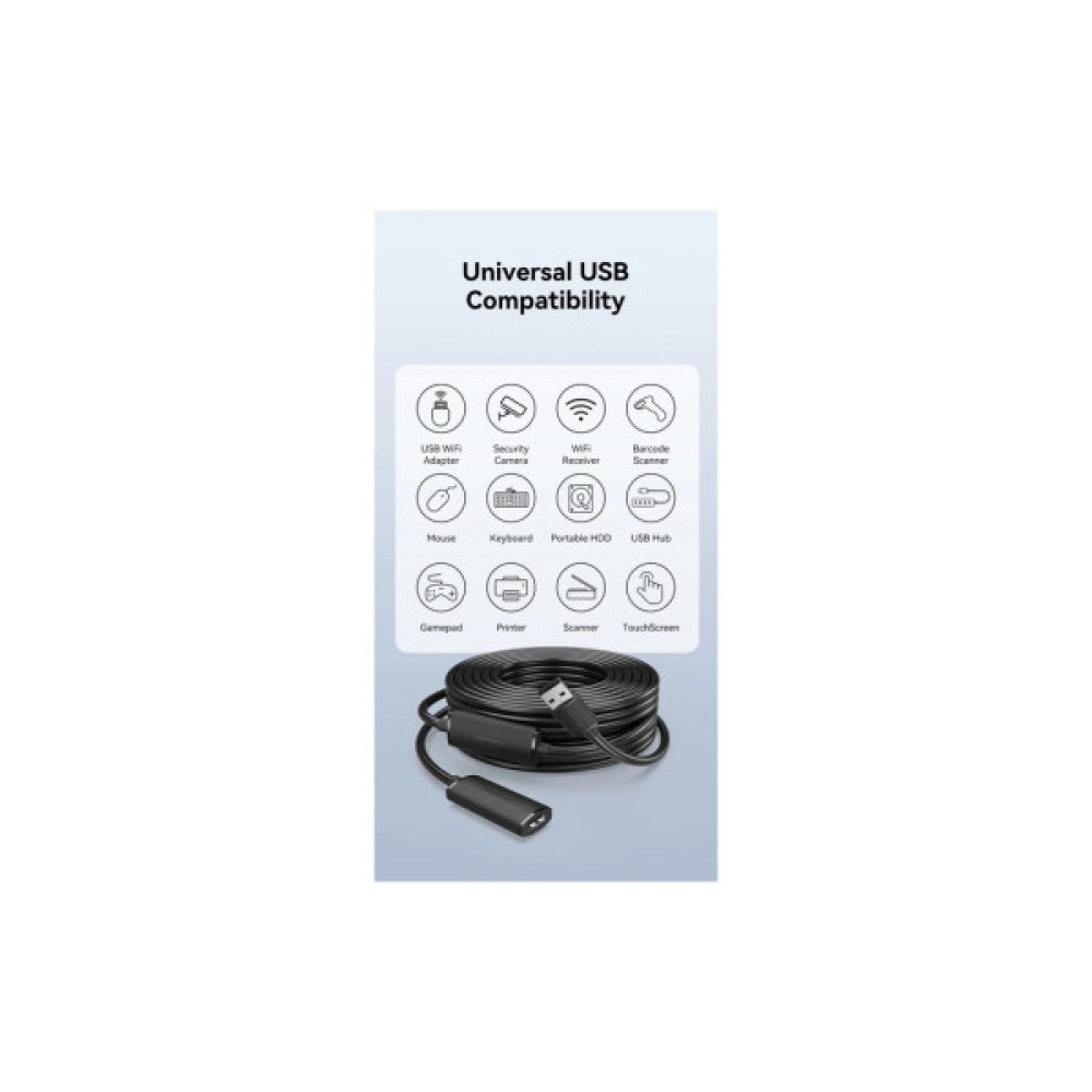 Дата кабель USB 2.0 AM/AF 10.0m Active black Vention (CBKBL)