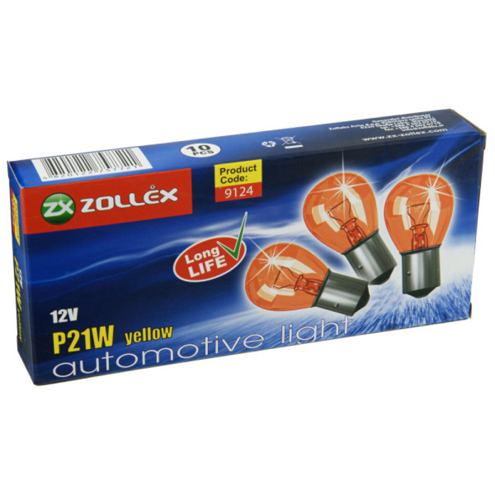 Автолампа Zollex P21W 12V жовта