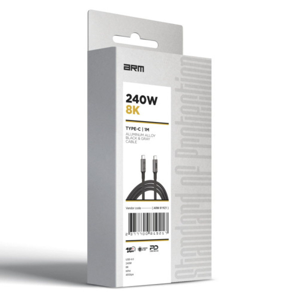 Дата кабель USB-C to USB-C 1.0m USB4 40Gbps 240W 8K60Hz black Armorstandart (ARM81921)