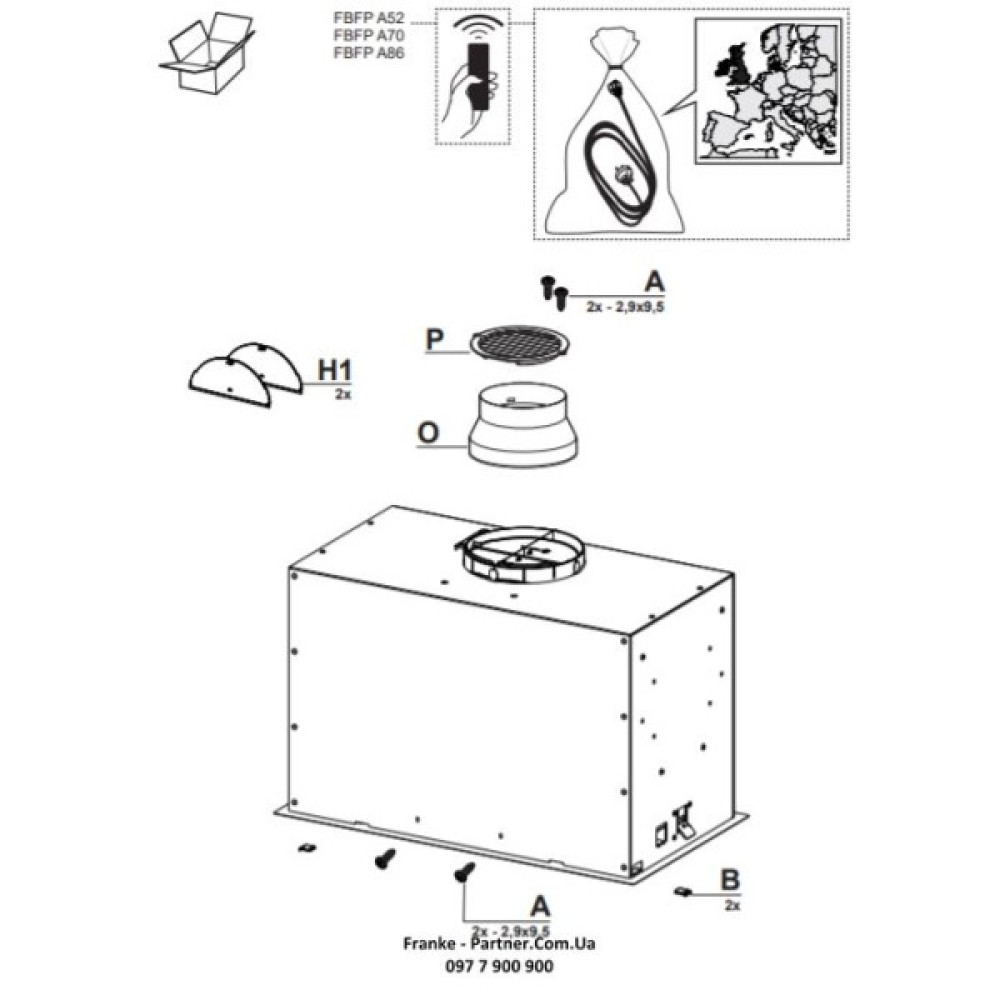 Витяжка Franke вбудовувана 70см, 1120м.куб/год, Box Flush Evo FBFE XS A70, нерж