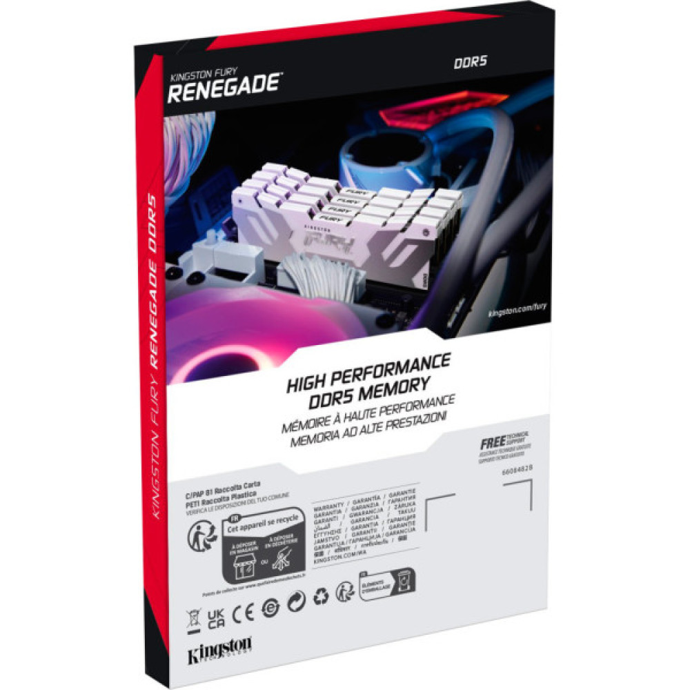 Модуль пам'яті для комп'ютера DDR5 32GB (2x16GB) 6400 MHz Renegade White XMP Kingston Fury (ex.HyperX) (KF564C32RWK2-32)