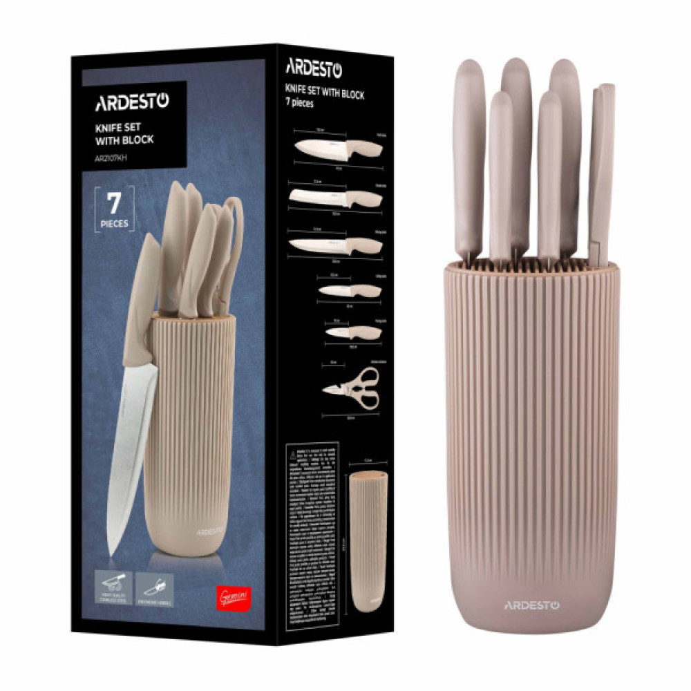 Набір ножів Ardesto Gemini 7 предметів, бежевий (AR2107KH)