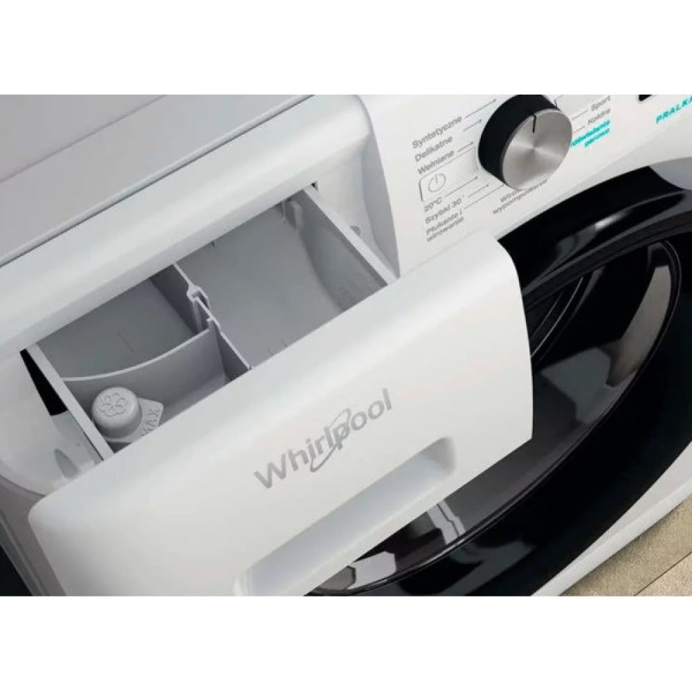 Пральна машина Whirlpool фронтальна, 8кг, 1200, A+++, 60см, дисплей, пара, інвертор, люк чорний, білий
