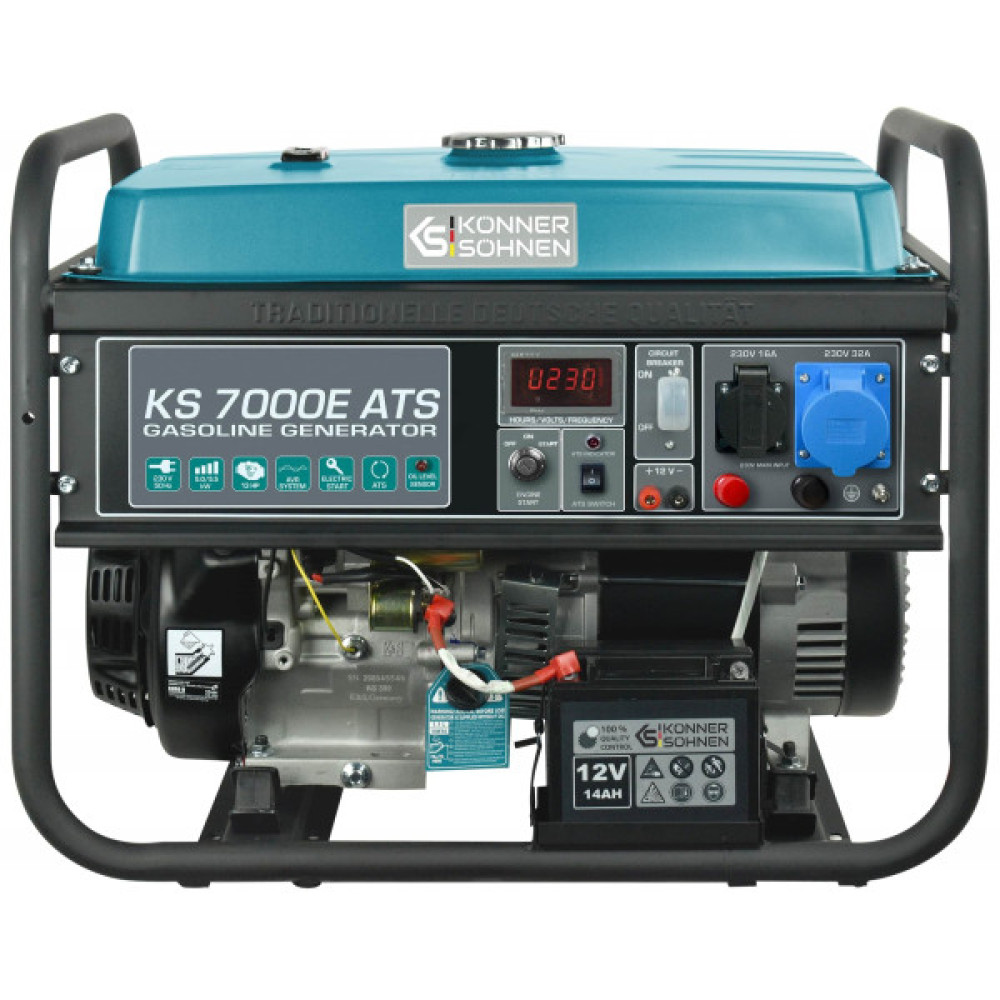 Генератор бензиновий Konner&Sohnen KS 7000E ATS, 230В, 5.5кВт, АВР(ATS), електростартер, 76.8кг