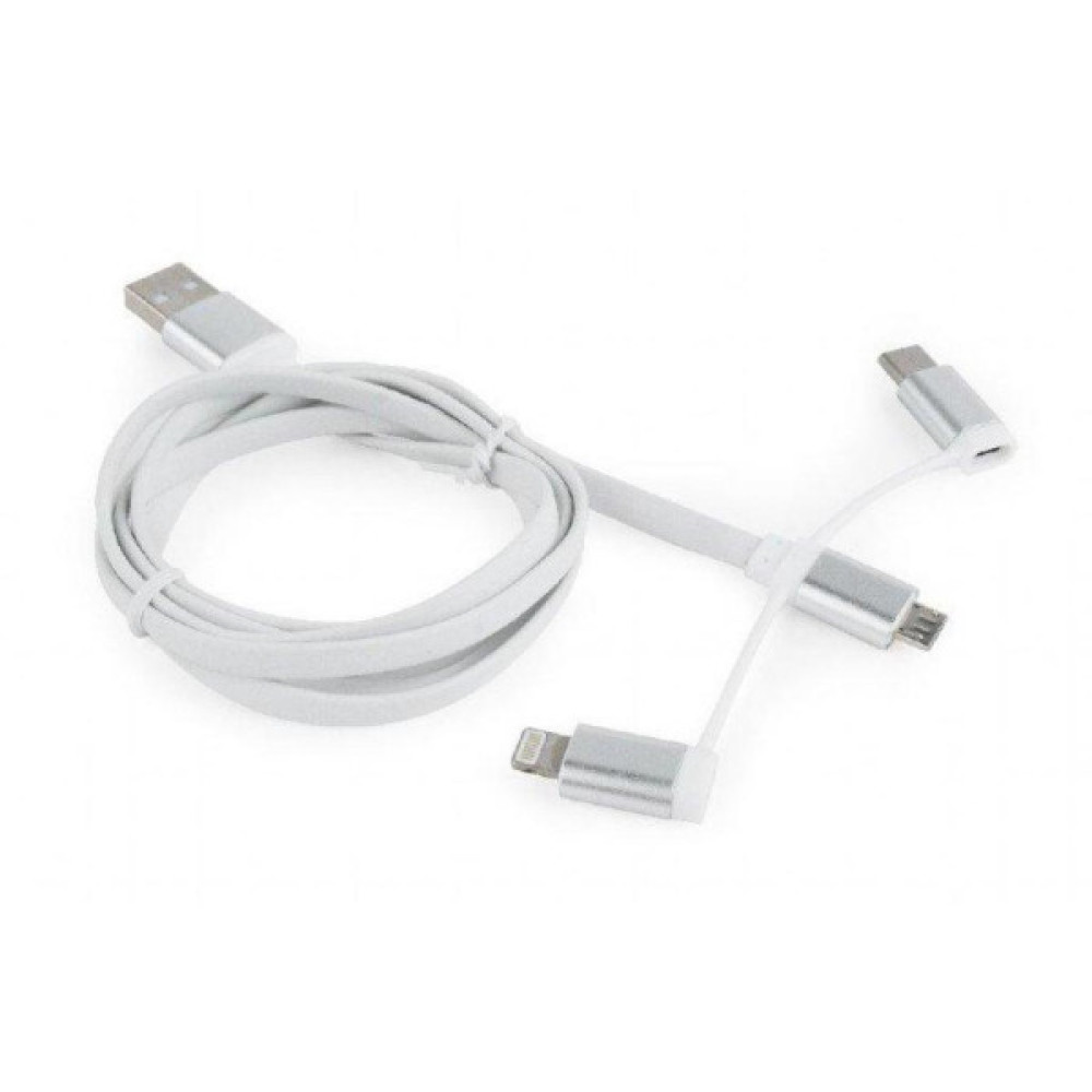 Дата кабель USB 2.0 AM to Lightning + Micro 5P + USB-C 1.0m Cablexpert (CC-USB2-AMLM32-1M-W)