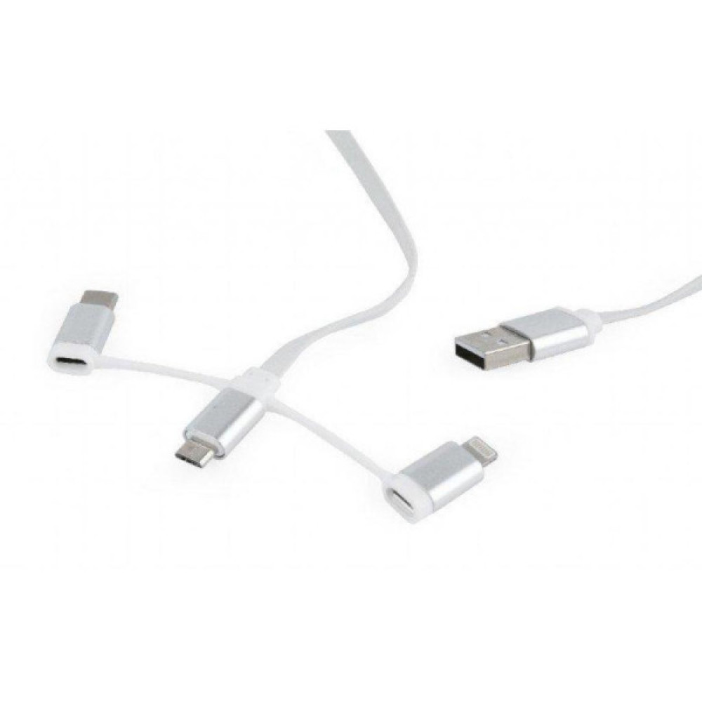 Дата кабель USB 2.0 AM to Lightning + Micro 5P + USB-C 1.0m Cablexpert (CC-USB2-AMLM32-1M-W)