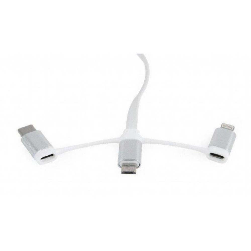 Дата кабель USB 2.0 AM to Lightning + Micro 5P + USB-C 1.0m Cablexpert (CC-USB2-AMLM32-1M-W)