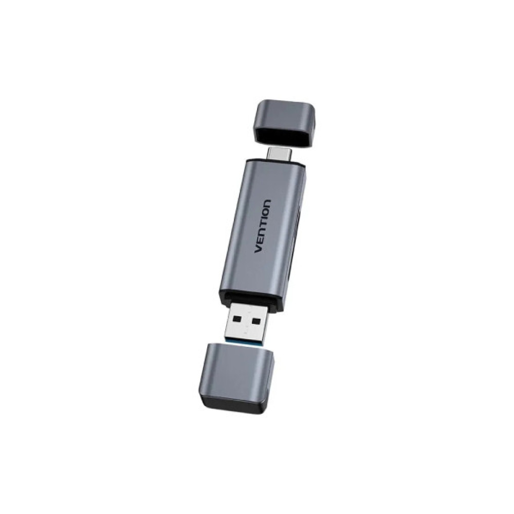 Зчитувач флеш-карт Vention USB 3.0 AM/USB-C to SD+TF Gray Dual Drive Letter Aluminum Alloy (CLLH0)