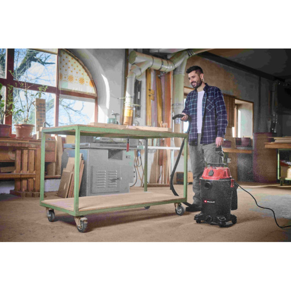 Пилосос професійний Einhell 1930А 1500Вт пластик 30л 190мбар шланг 2.5м кабель 3м розетка 2кВт 4.7кг