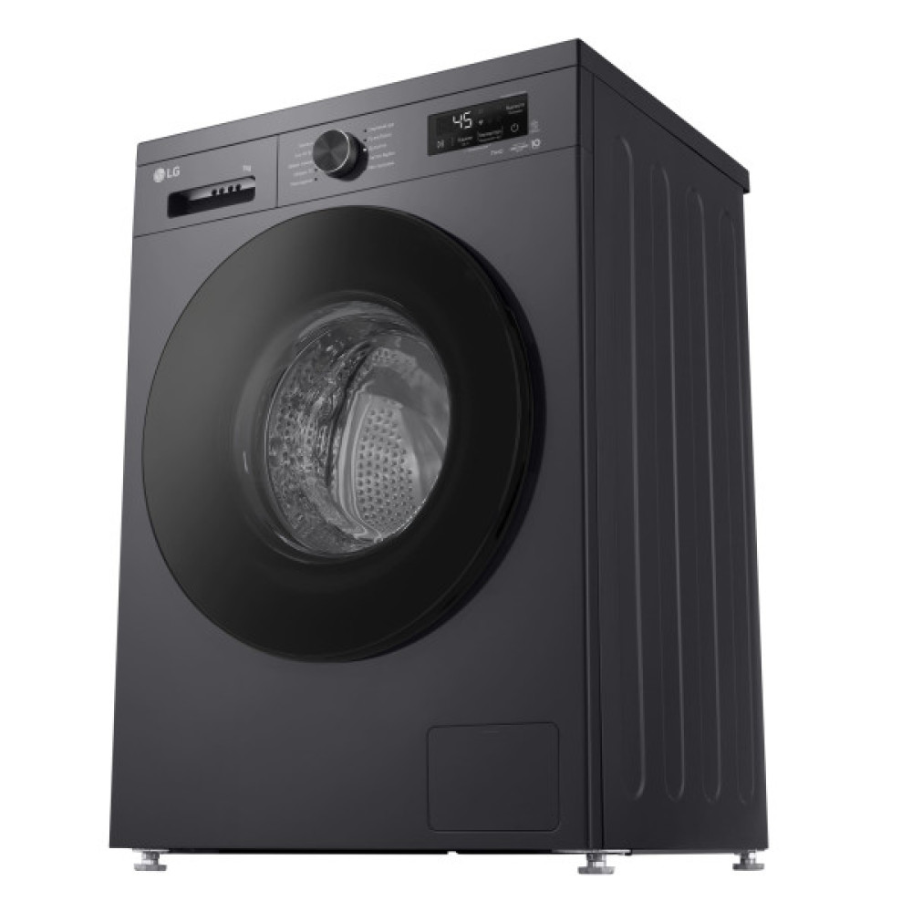 Пральна машина LG фронтальна, 7кг, 1200, A, 44см, дисплей, пара, інвертор, чорний