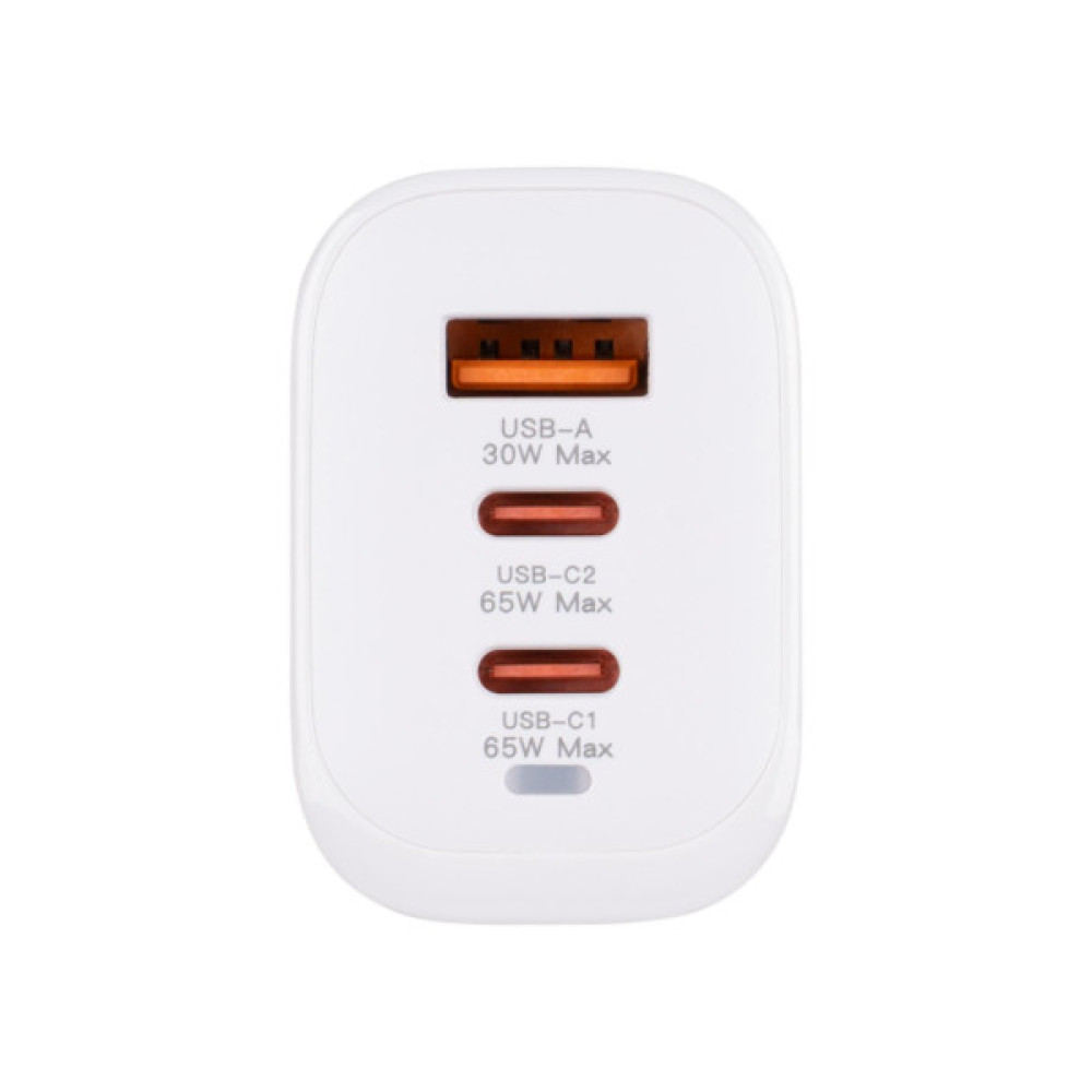 Зарядний пристрій XoKo 2xUSB-C PD65W + 1xUSB QC3.0 GaN white (XK-QC-630)