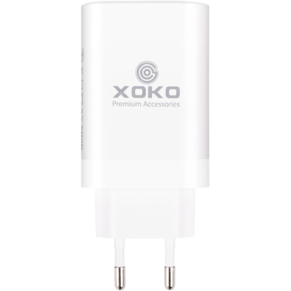 Зарядний пристрій XoKo 2xUSB-C PD65W + 1xUSB QC3.0 GaN white (XK-QC-630)