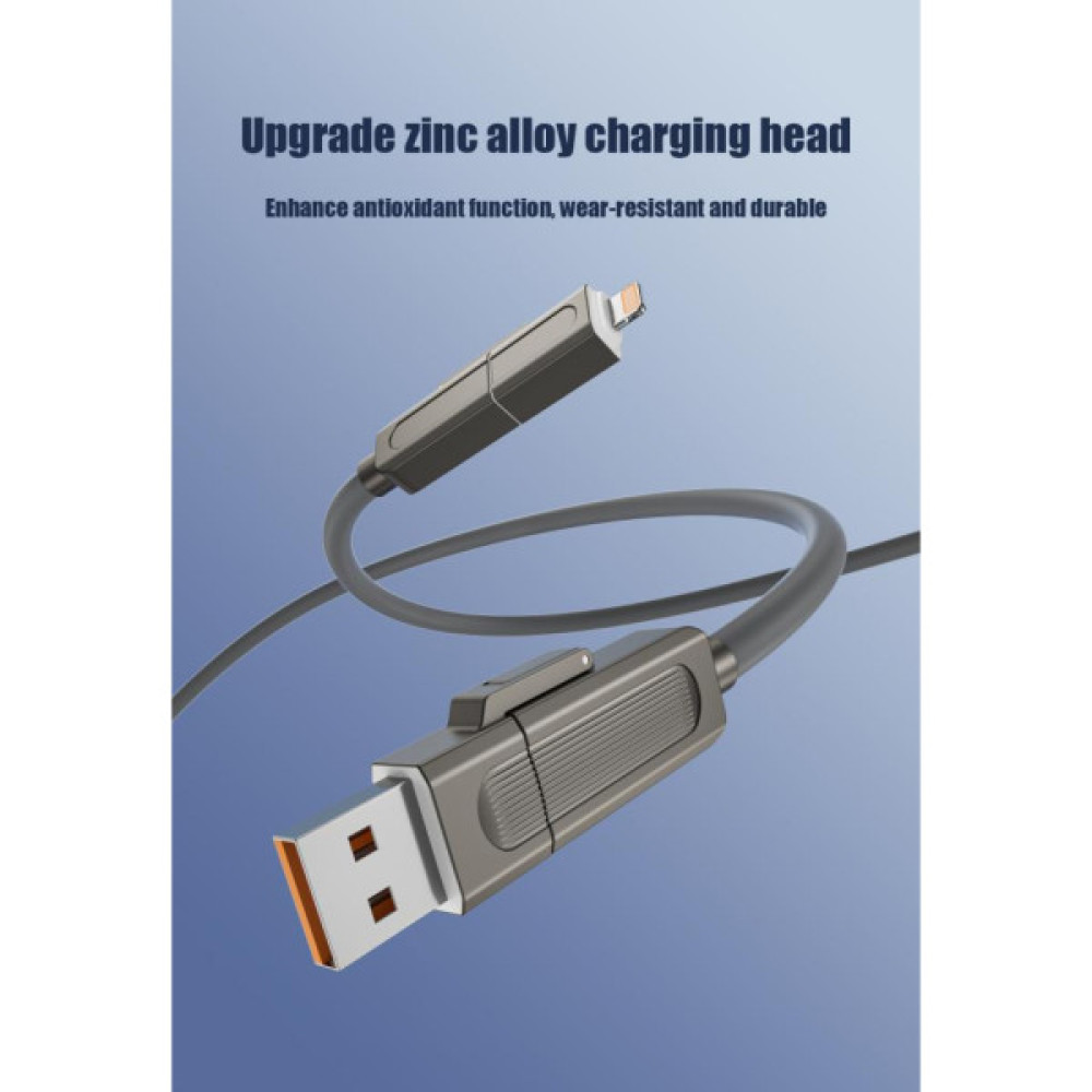 Дата кабель USB 2.0 AM to USB-C + USB 2.0 AM to Lightning 1.0m 60W gray XO (NB275_4-in-1_Gray) Дата кабель USB 2.0 AM to USB-C + USB 2.0 AM to Lightning 1.0m 60W gray XO (NB275_4-in-1_Gray)