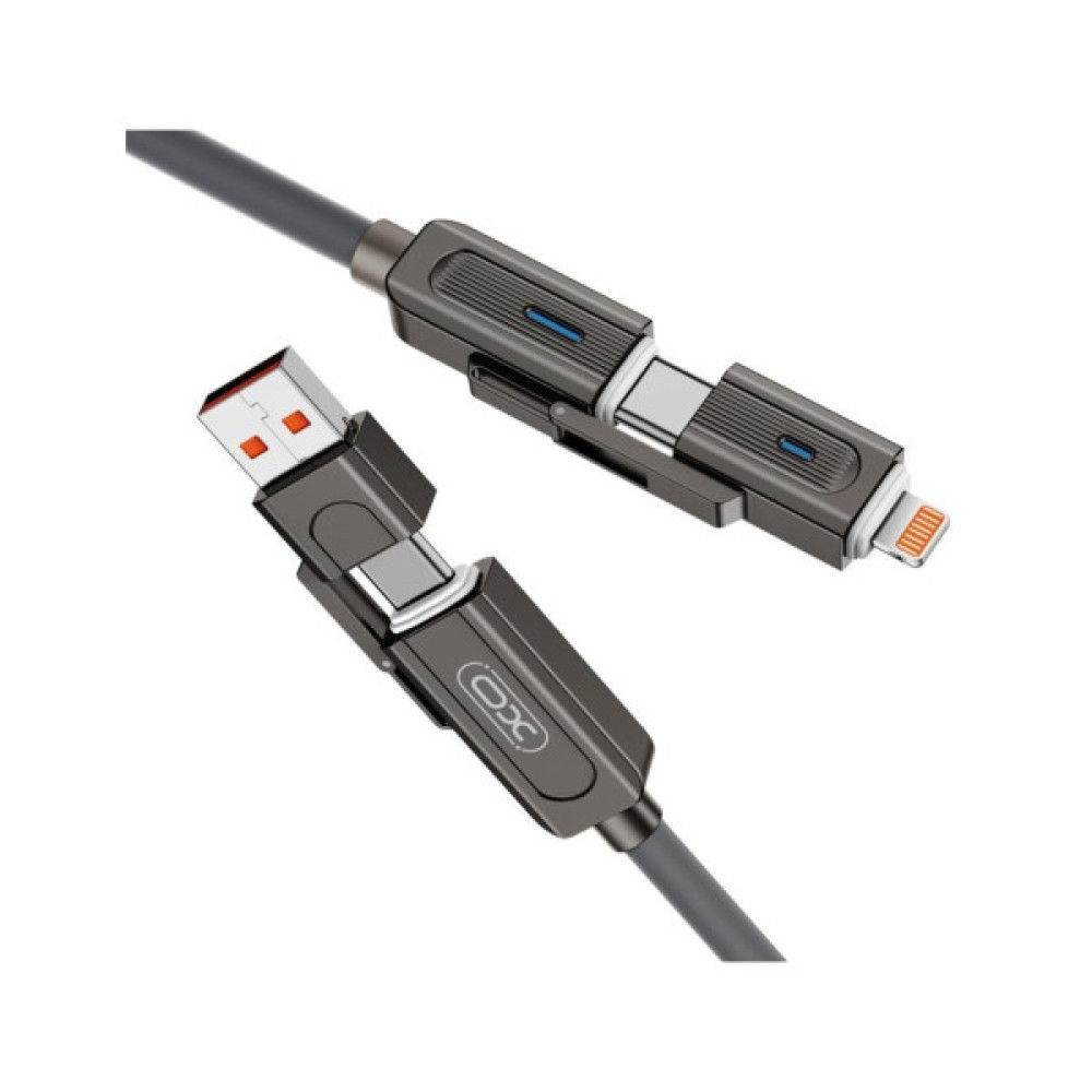Дата кабель USB 2.0 AM to USB-C + USB 2.0 AM to Lightning 1.0m 60W gray XO (NB275_4-in-1_Gray) Дата кабель USB 2.0 AM to USB-C + USB 2.0 AM to Lightning 1.0m 60W gray XO (NB275_4-in-1_Gray)