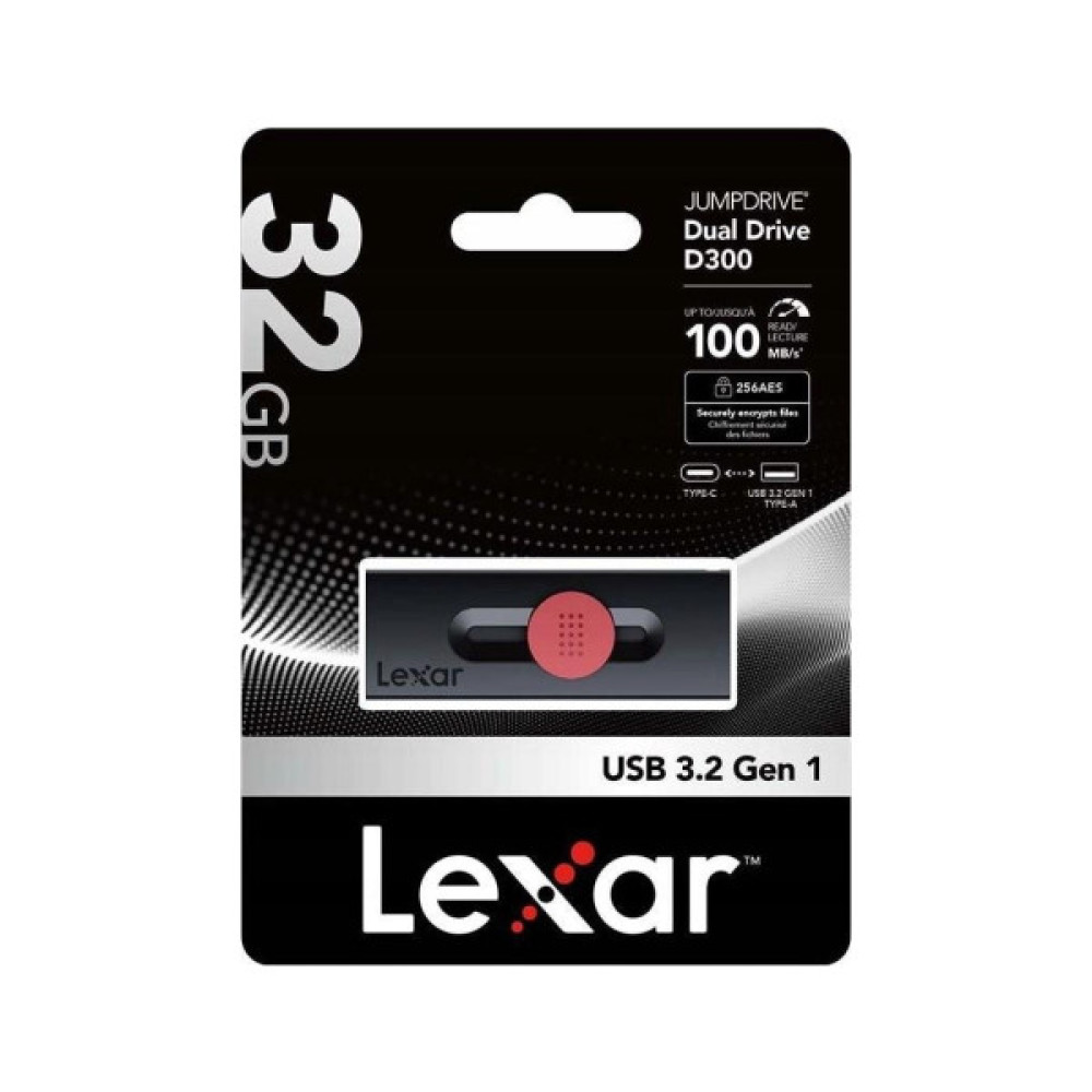 USB флеш накопичувач Lexar 32GB JumpDrive Dual Drive D300 USB/Type-C3.2 (LJDD300032G-BNBNG)