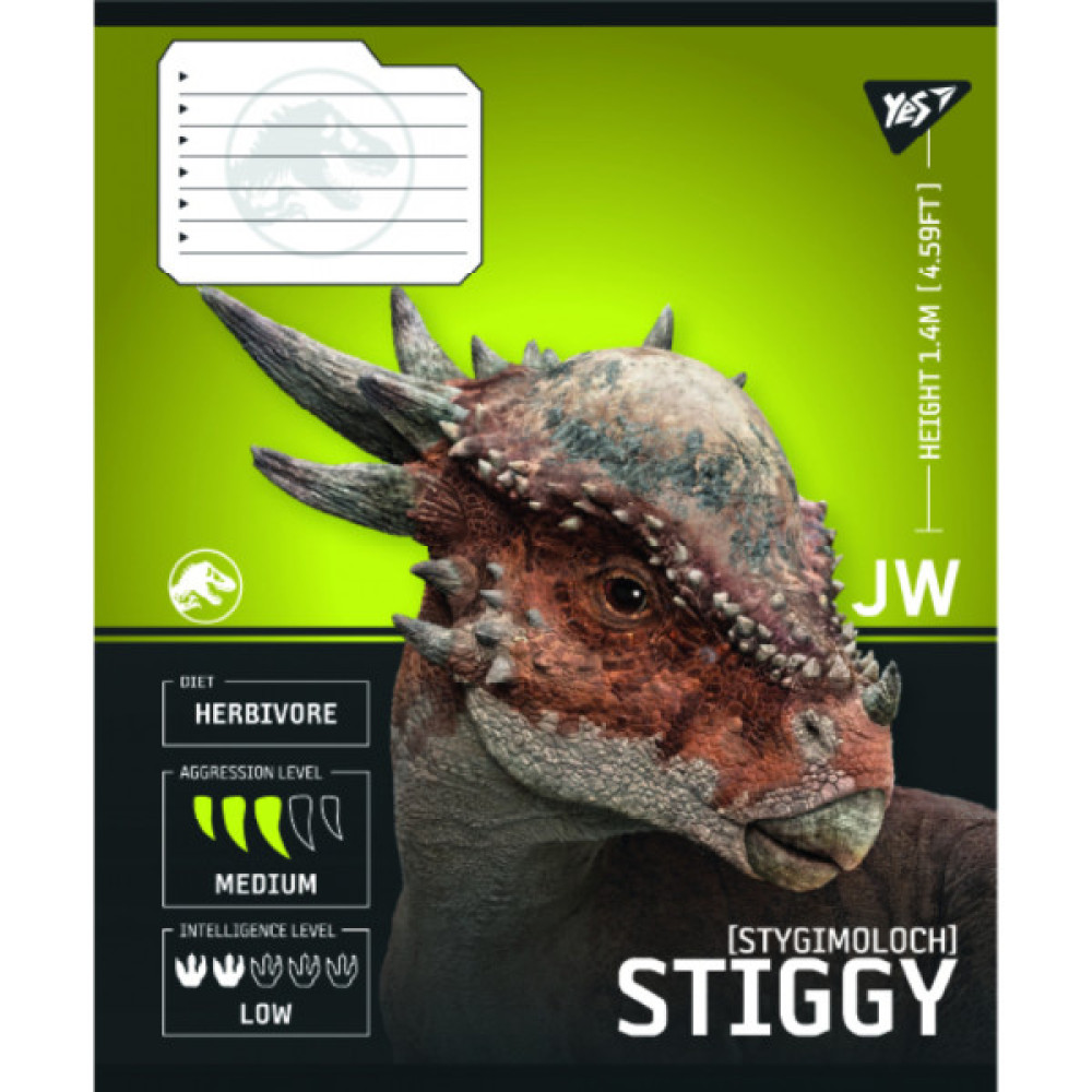 Зошит Yes JURASSIC WORLD Strength and Power А5 24 аркушів клітинка (767668)