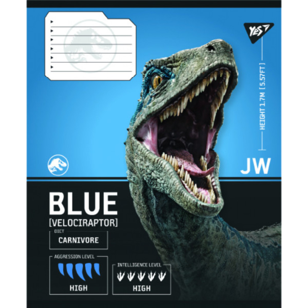 Зошит Yes JURASSIC WORLD Strength and Power А5 24 аркушів клітинка (767668)