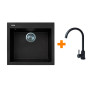 Набір кухонний Adamant Univer, штучний камінь, квадрат, без крила, 560х500х200мм, чаша - 1, врізна, чорний + змішувач
