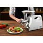 М'ясорубка ARDESTO, 1800Вт, 2кг/хв, 3 решітки, насадка для ковбас, кеббе, томатів, пластик, біло-сріблястий