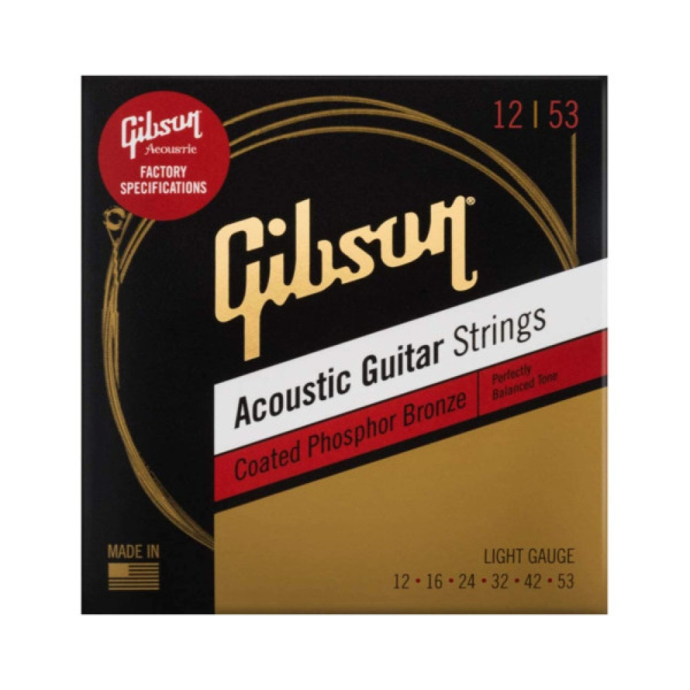 Струни для гітари Gibson SAG-CPB12 Coated Phosphor Bronze Acoustic Guitar Strings Light (12-53) (230472)
