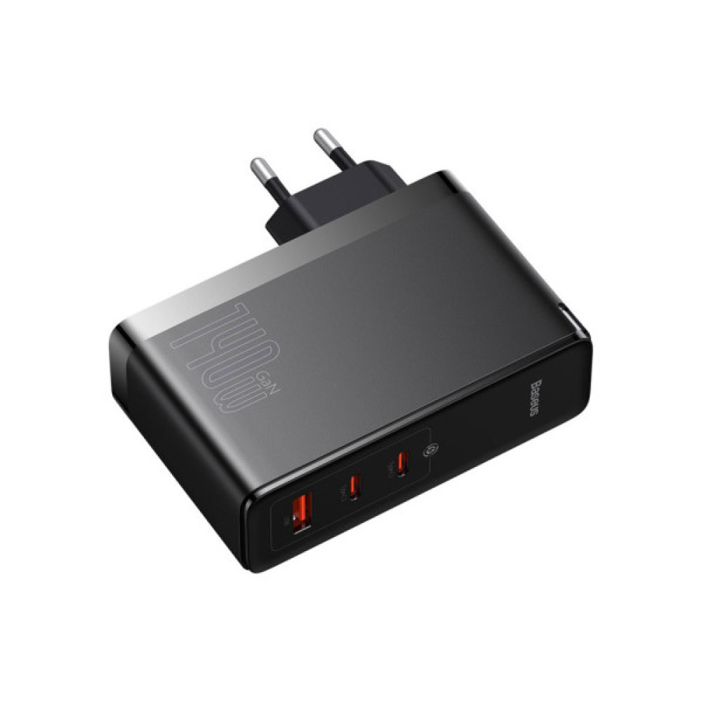 Зарядний пристрій Baseus 2xUSB-C 140W + 1xUSB GaN + cable USB-C to USB-C black (CCGP100201)