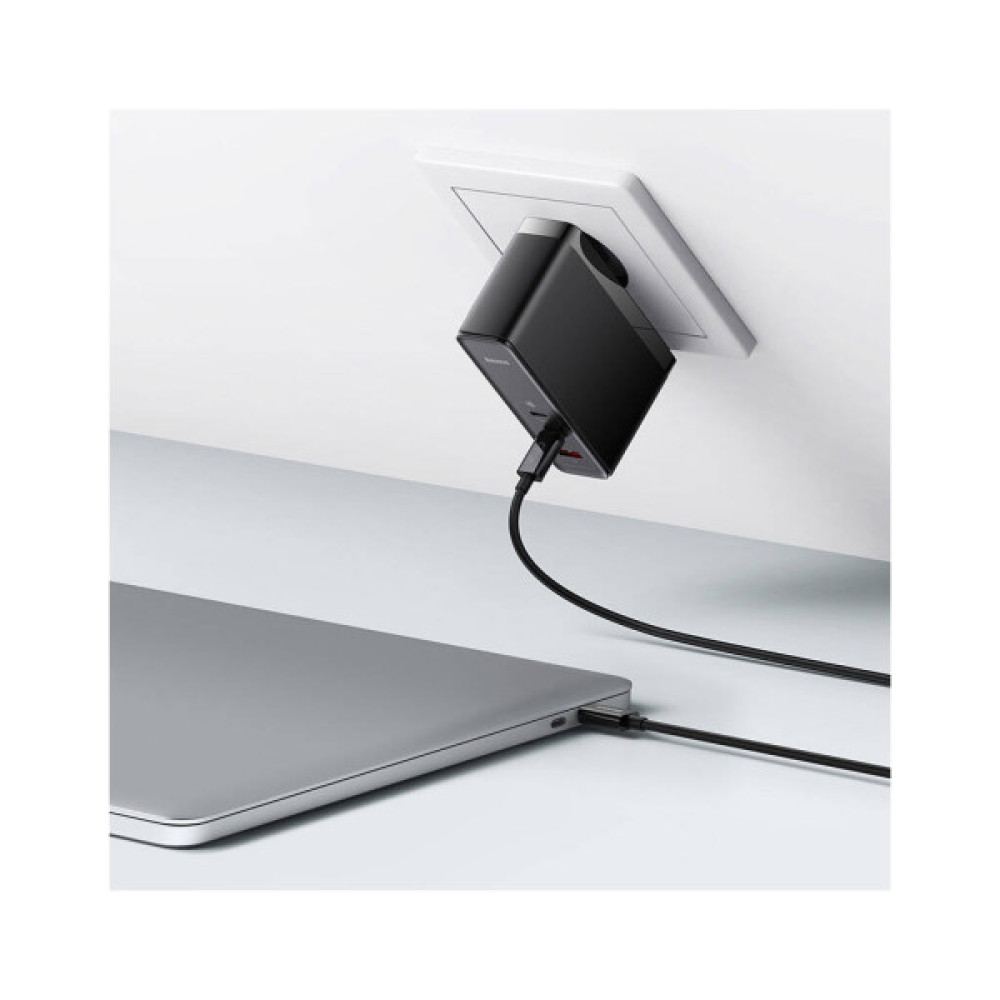 Зарядний пристрій Baseus 2xUSB-C 140W + 1xUSB GaN + cable USB-C to USB-C black (CCGP100201)
