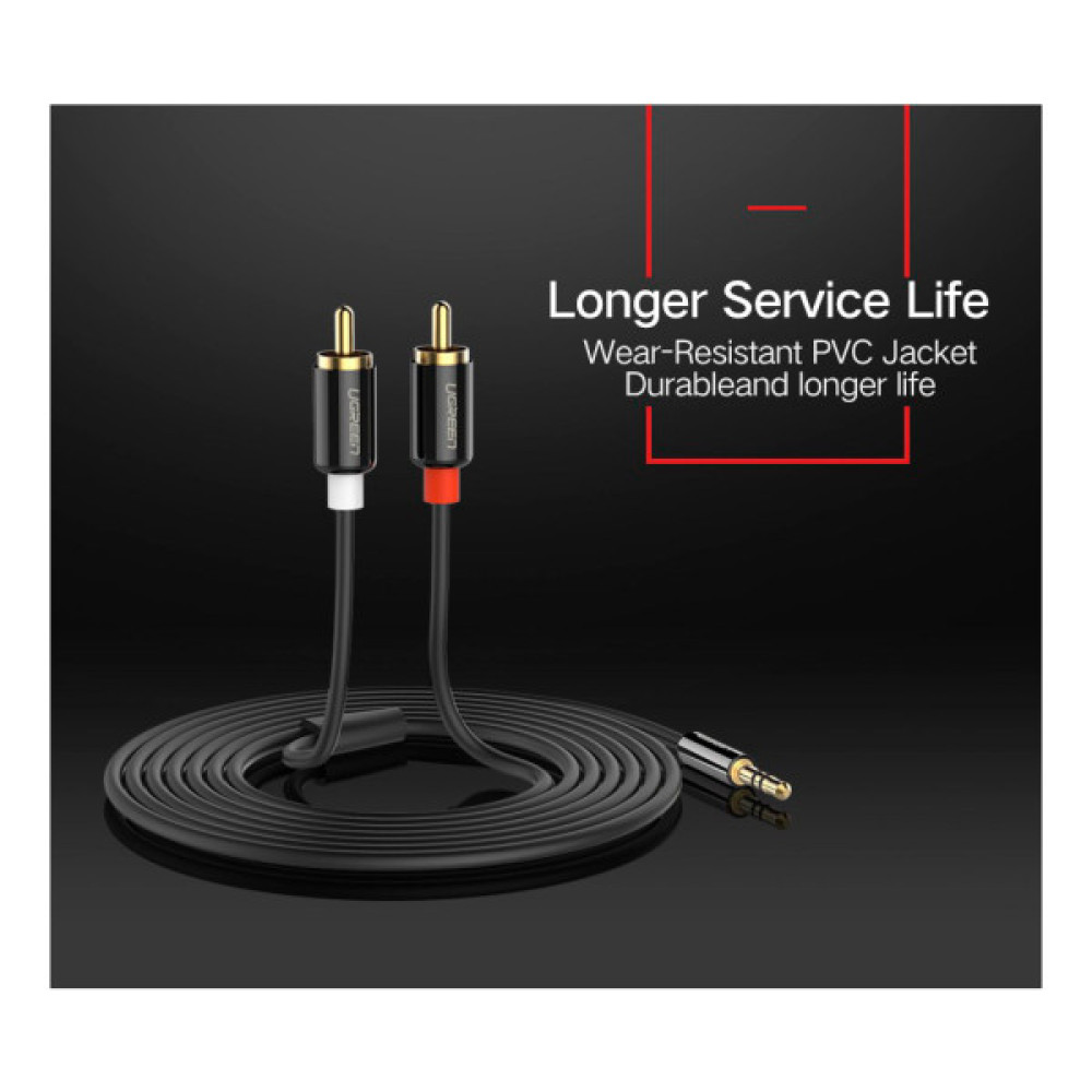 Кабель мультимедійний 3.5mm M to 2xRCA M 3.0m AV116 black Ugreen (10590)