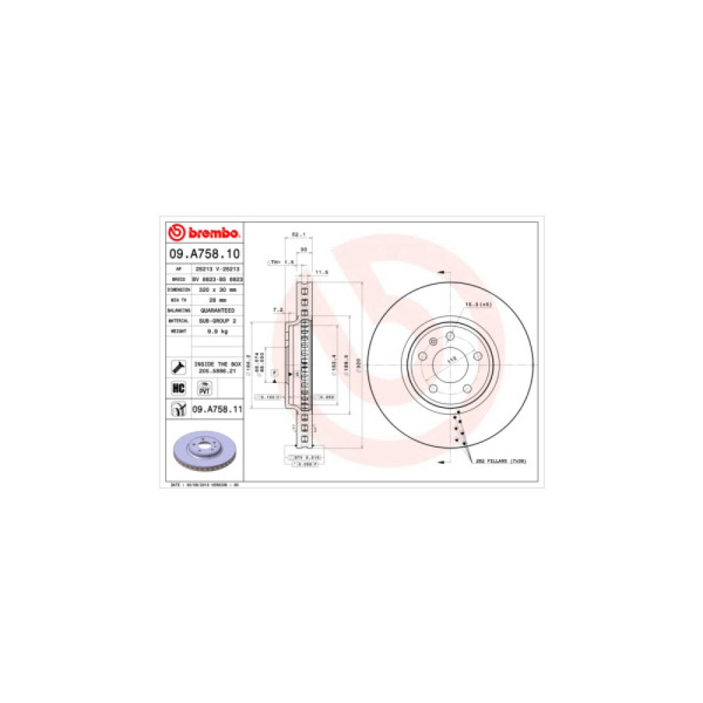 Гальмівний диск Brembo 09.A758.11