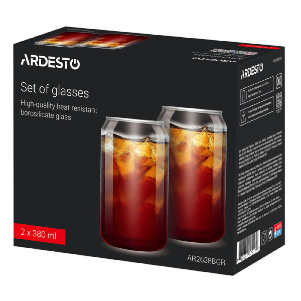 Набір склянок ARDESTO Jar 380 мл 2 шт прозорий (AR2638BGR)