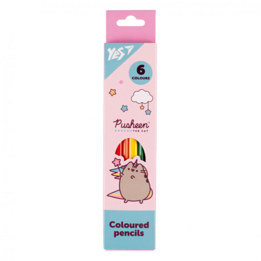 Олівці кольорові Yes 6 кольорів Pusheen рожево-бірюзовий (290725)