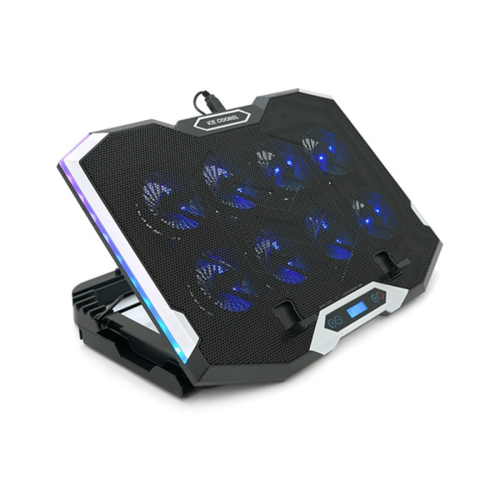 Підставка до ноутбука IceCoorel 10-17", 8*70mm, 2*USB, + LCD, 410x297x40mm, RGB (K10)