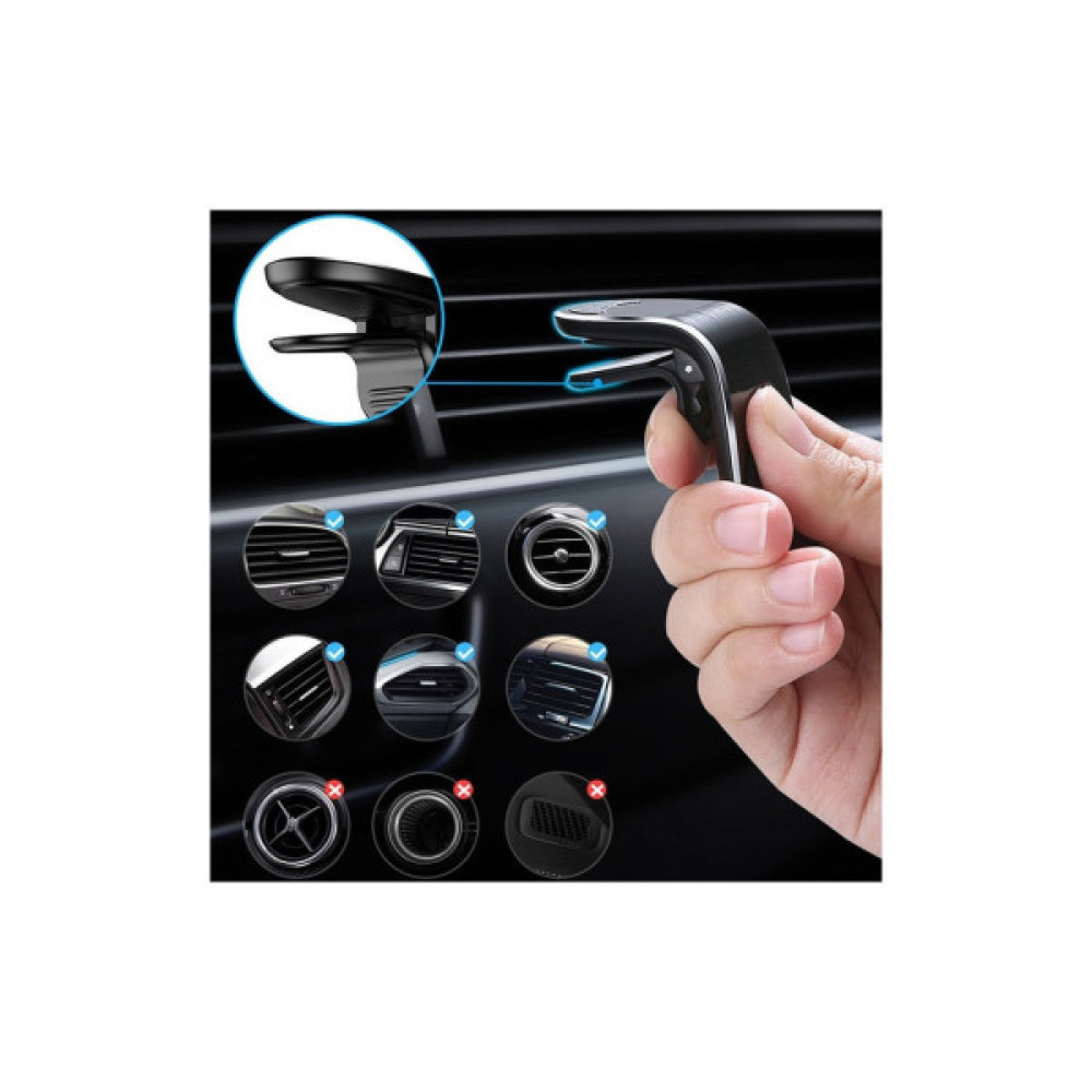 Універсальний автотримач XO на дефлектор C82 Flat Magnetic Black (XO-C82BK)
