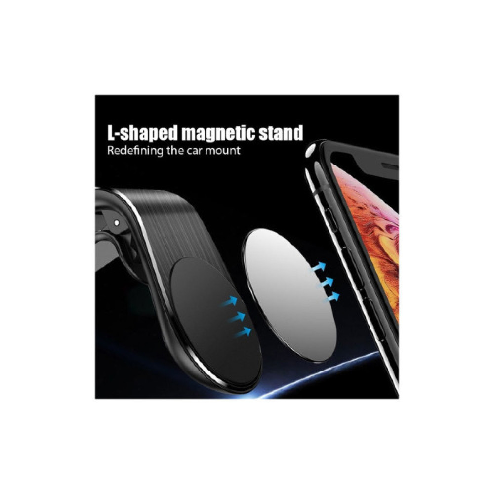 Універсальний автотримач XO на дефлектор C82 Flat Magnetic Black (XO-C82BK)