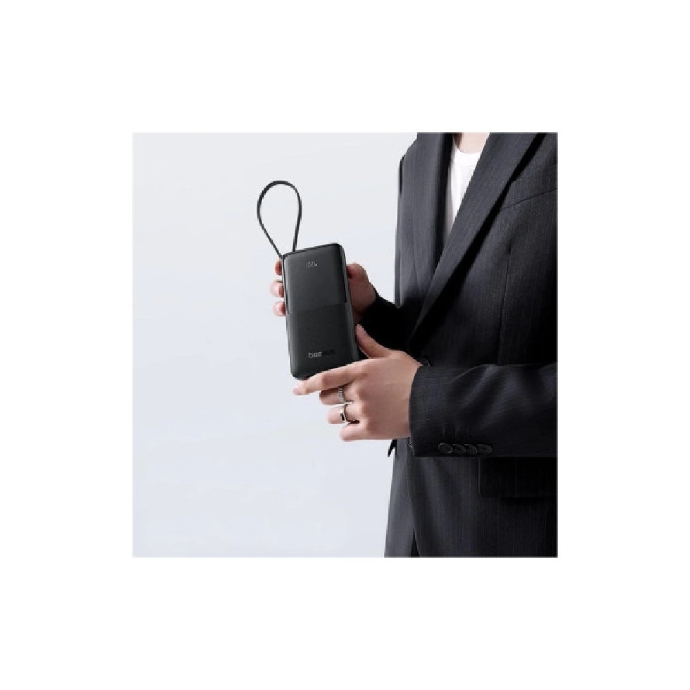 Батарея універсальна Baseus Bipow 2 Digital Display 20000mAh 20W with Built-in USB-C Cable Black (P10077101113-01)
