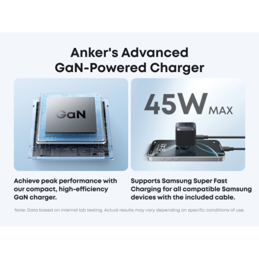 Зарядний пристрій Anker USB-C 45W Nano Charger black (A2692L11)