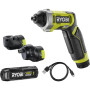Викрутка акумуляторна Ryobi USB Lithium RSD4-120TA2 4В 1х2А·год 5Нм 200об·хв 2 насадки 10 біт 0.31кг кейс