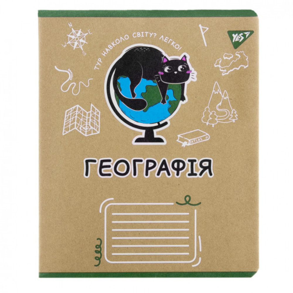 Зошит Yes предметний ГЕОГРАФІЯ Black cat 48 аркушів, клітинка (767453)