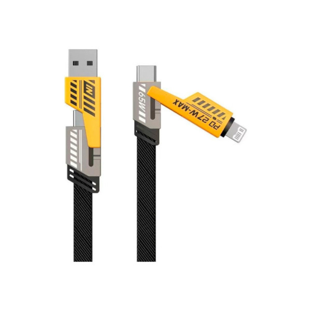 Дата кабель USB-C + USB-A to Lightning+USB-C 1.0m 65W X207 black WUW (6972573336524)