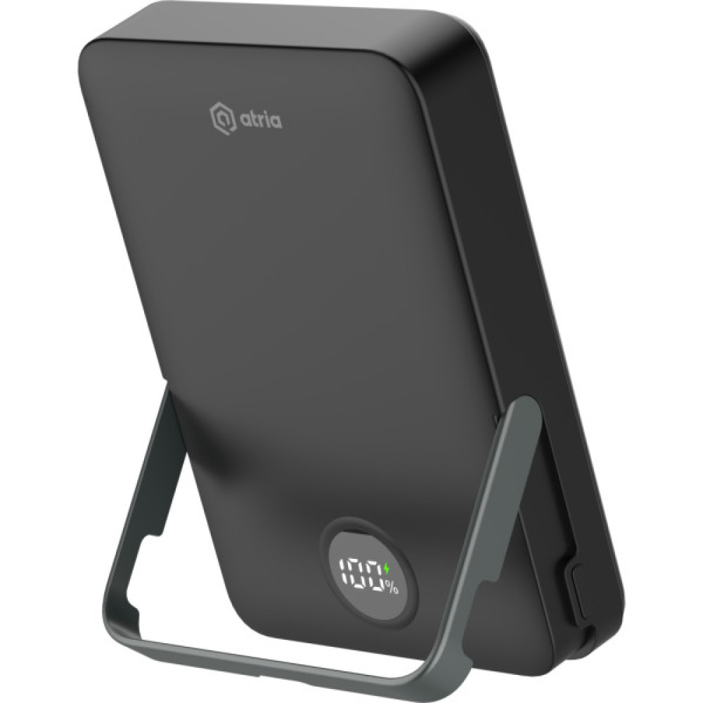 Батарея універсальна Atria 10000mAh, PD/20W, 15W Wireless MagSafe, Black (WPD-W57B)