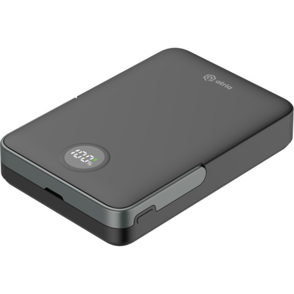 Батарея універсальна Atria 10000mAh, PD/20W, 15W Wireless MagSafe, Black (WPD-W57B)
