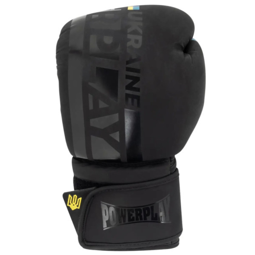Боксерські рукавички PowerPlay 3021 Ukraine Чорніі 8 унцій (PP_3021_8oz_Black)