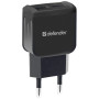 Зарядний пристрій Defender EPA-13 black, 2xUSB, 5V/2.1A, package (83840) Зарядний пристрій Defender EPA-13 black, 2xUSB, 5V/2.1A, package (83840)