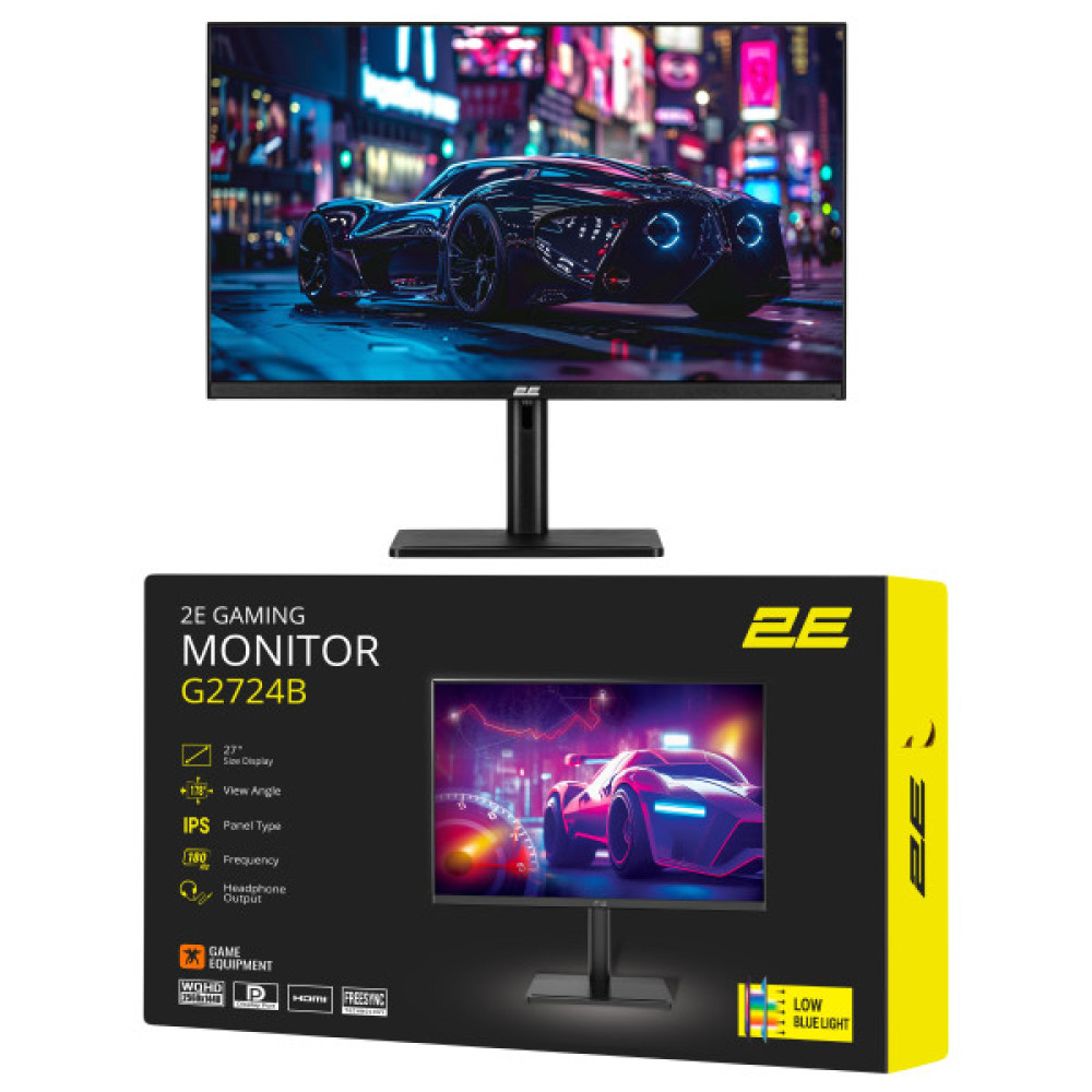 Монітор 2E GAMING 27" G2724B 2xHDMI, DP, IPS, 2560x1440, 180Hz, 1ms, FreeSync, HAS